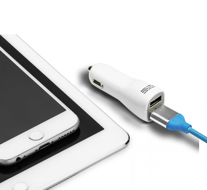 DLH CHARGEUR VOITURE 2 PORTS USB 12W AVEC CABLE APPLE LIGHTNING MFI POUR  IPHONE ET IPAD